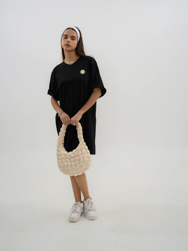 Exhale Label Oversized Black T-Dress - Vibe