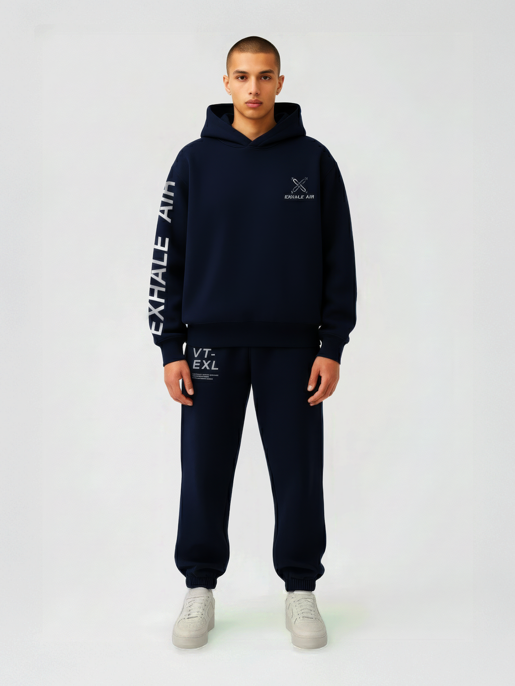 Exhale Label Oversized Hoodie Blue - Up In The Cloud