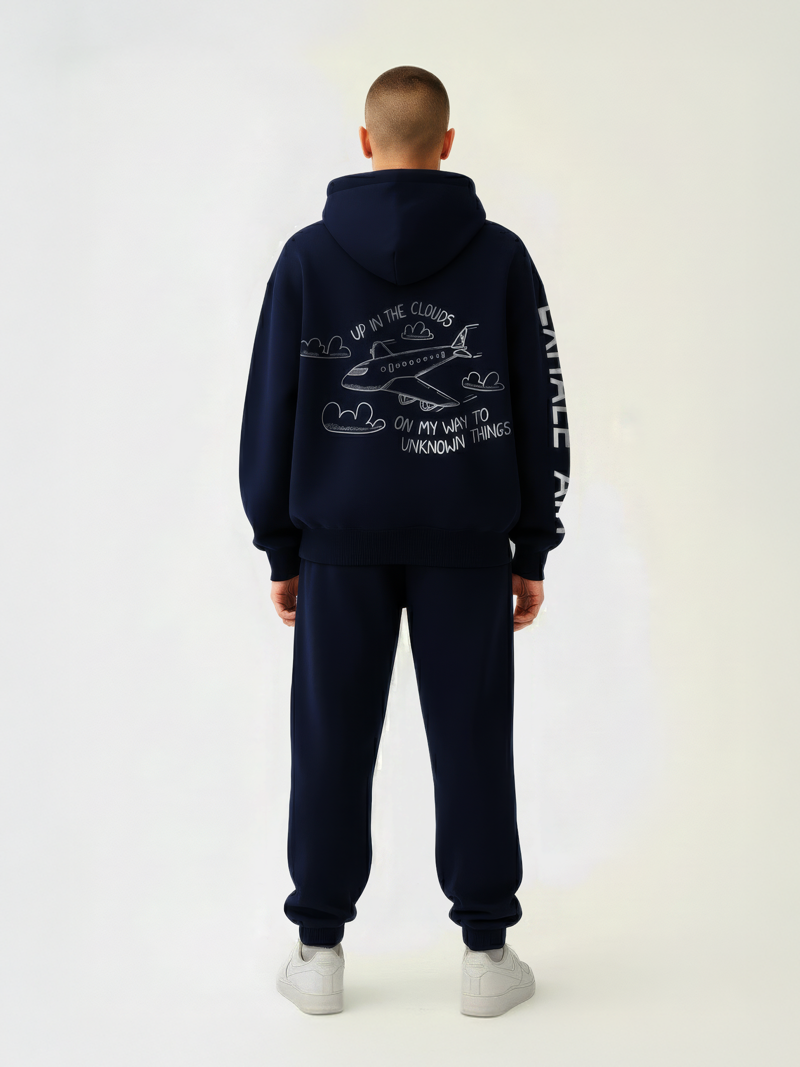 Exhale Label Oversized Hoodie Blue - Up In The Cloud