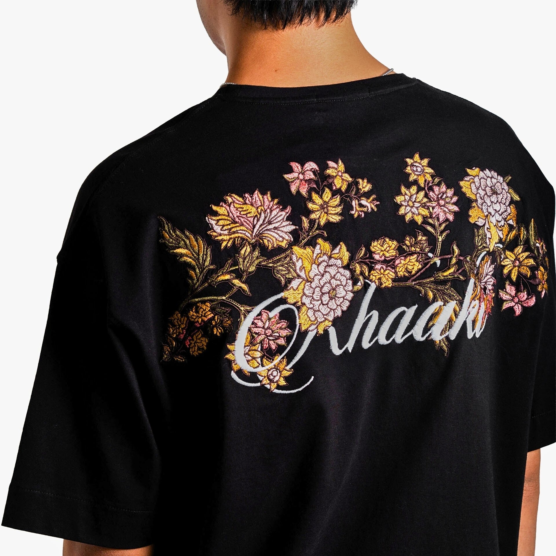 Khaaki Oversized T-shirt Black Embroidered - Fall For Me