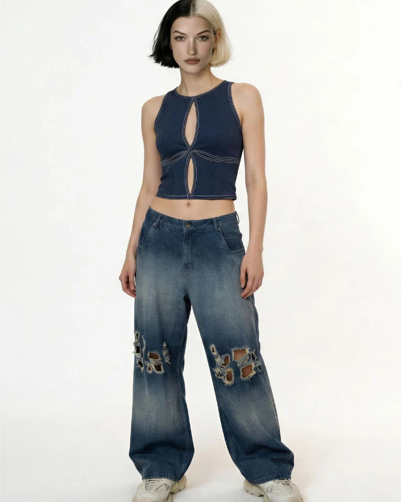 Volfsbane Devil's Cut Fitted Denim Top