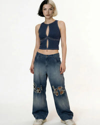 Volfsbane Devil's Cut Fitted Denim Top