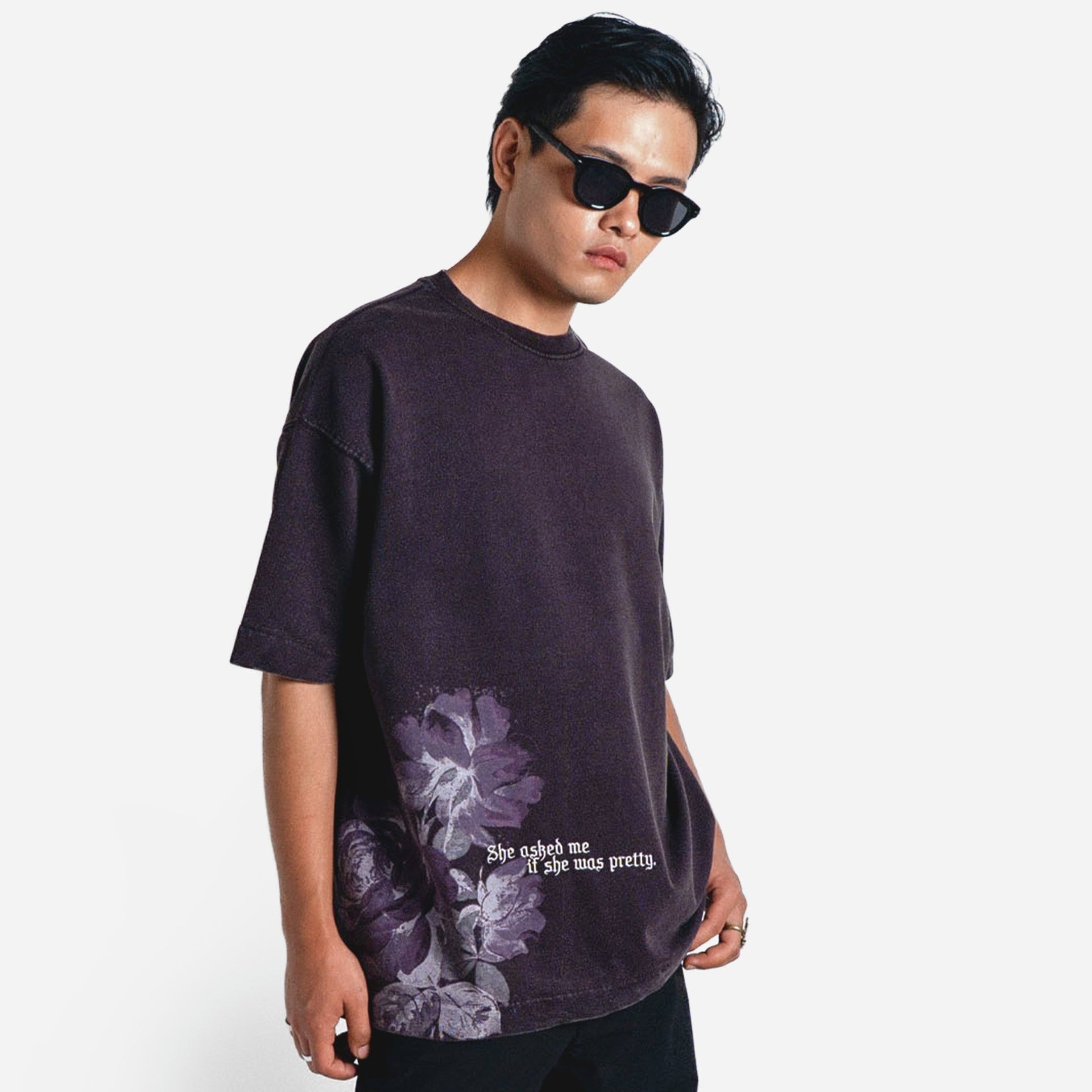 Khaaki Oversized T-shirt Wine Washed - Timeless Beauty