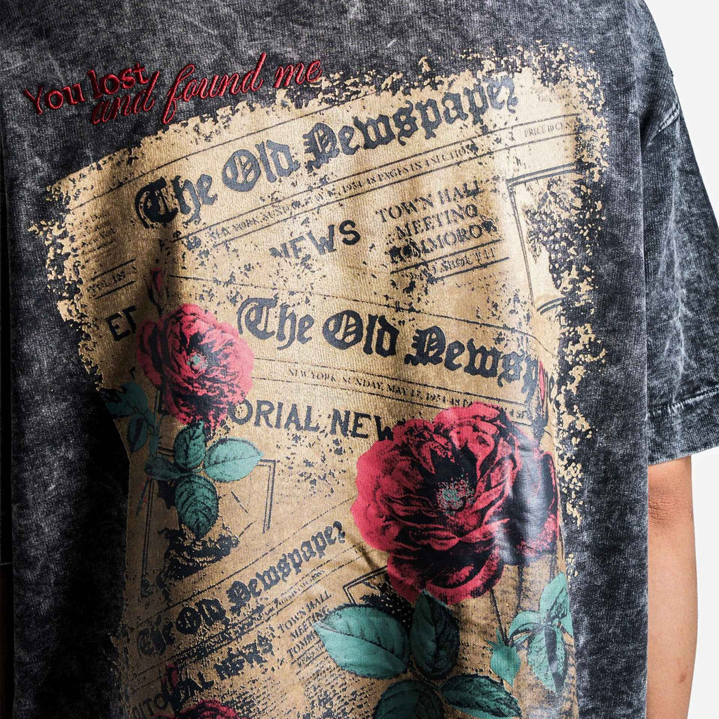 Khaaki Oversized T-shirt Black Washed - Love Me More