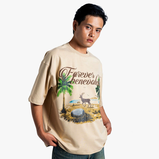 Khaaki Oversized T-shirt Biege - Forever Benevolent