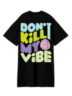 Exhale Label Oversized Black T-Dress - Vibe