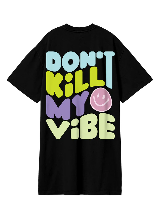 Exhale Label Oversized Black T-Dress - Vibe