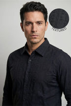 LYVN Relaxed Fit Self - Textured Shirt - Midnight