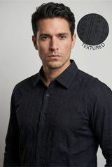 Relaxed Fit Self - Textured Shirt - Midnight