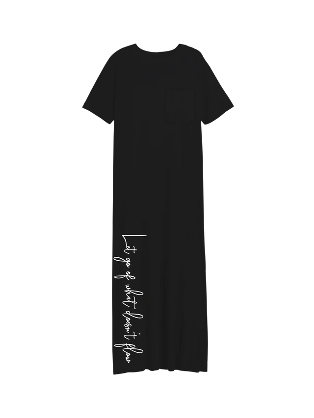 Exhale Label Black Side Slit T-Dress - Antima