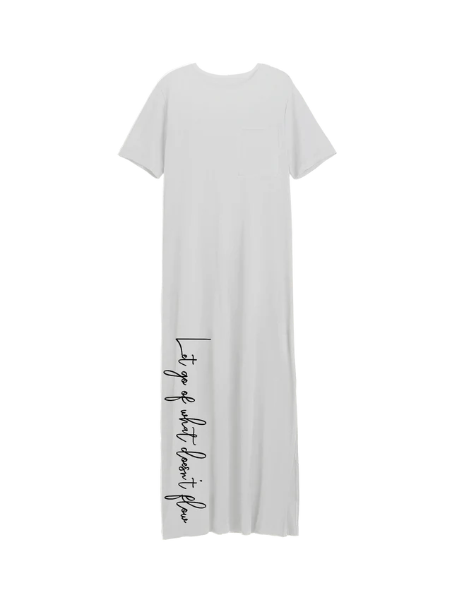 Exhale Label White Side Slit T-Dress - Antima