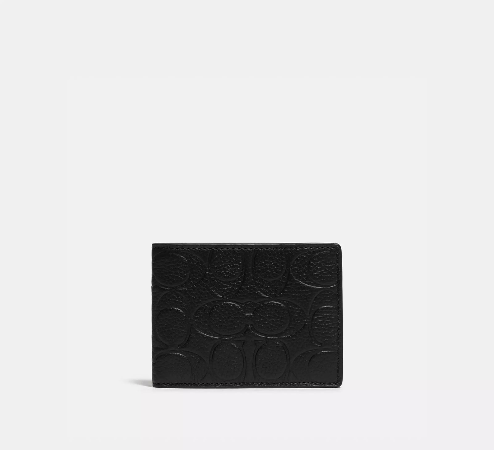 Coach Slim Billfold Wallet In Signature Leather - Black/Pebble Leather