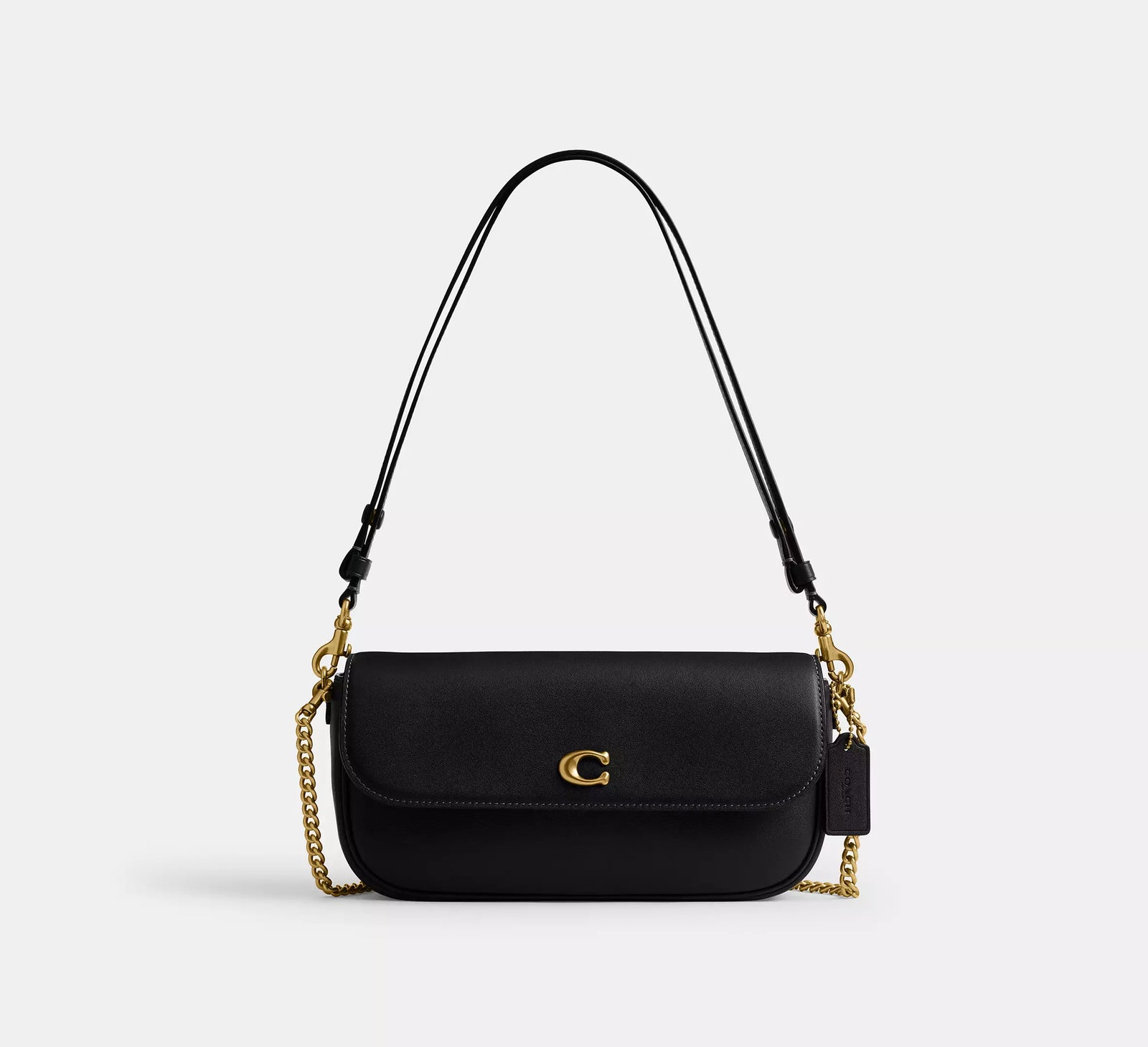 Coach Brook Flap Chain Bag - Black/Brass/Smooth Leather