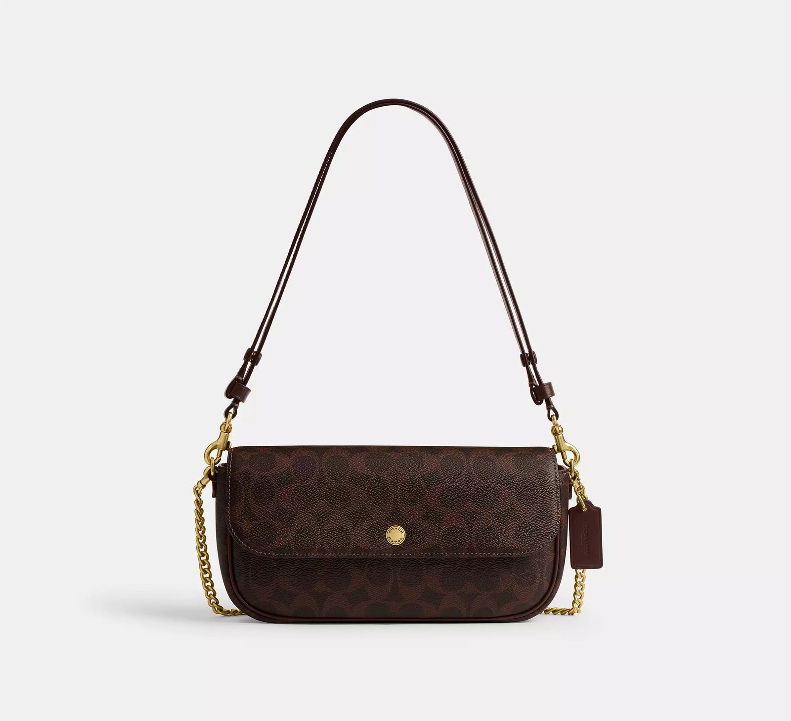 Coach Brook Flap Chain Bag In Signature Canvas- Maple/Brass/Coated Canvas