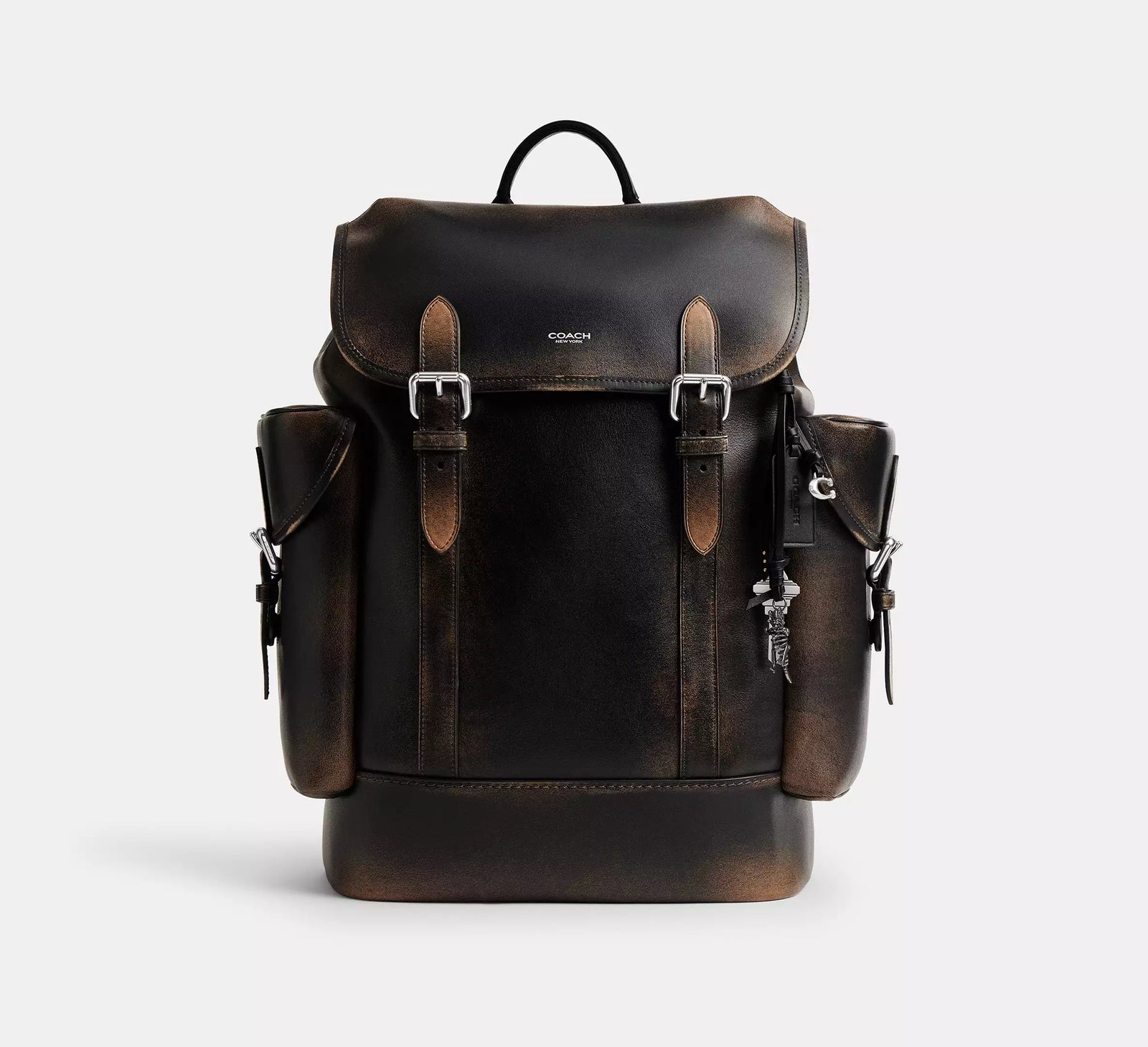 Coach Hitch Backpack In Loved Leather - Light Tan/Black/Smooth Leather