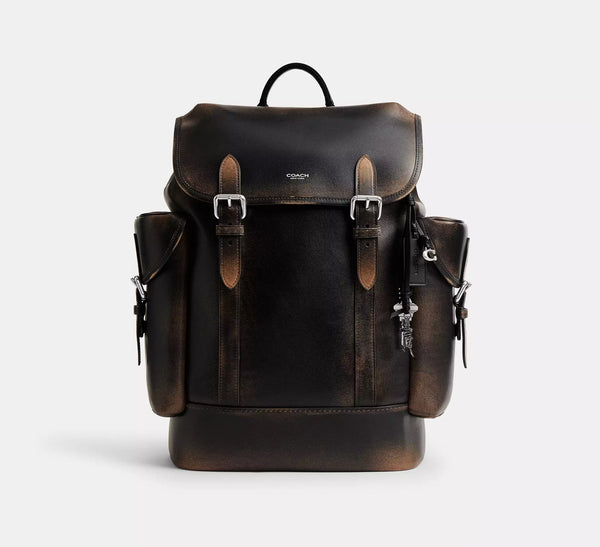 Coach Hitch Backpack In Loved Leather - Light Tan/Black/Smooth Leather