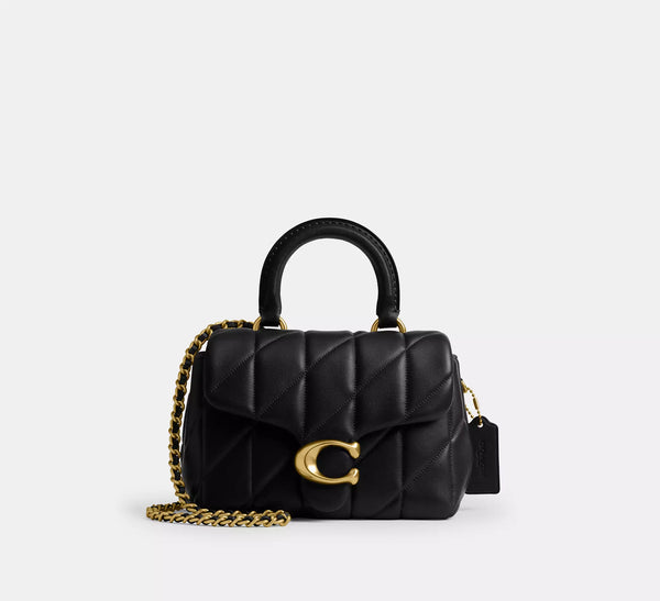 Coach Tabby Top Handle Bag With Quilting - Black/Brass