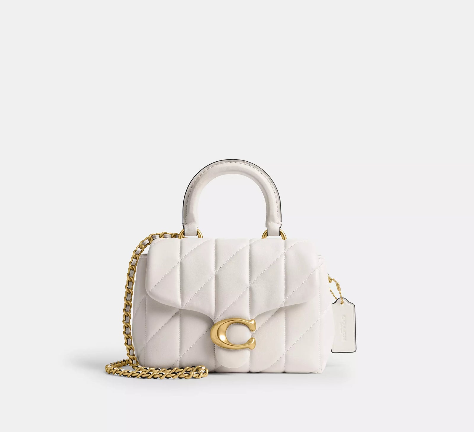 Coach Tabby Top Handle Bag With Quilting - Chalk/Brass
