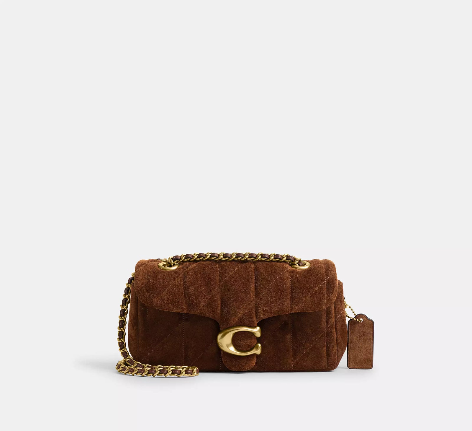 Tabby Shoulder Bag 20 With Quilting - Warm Brown/Brass/Suede