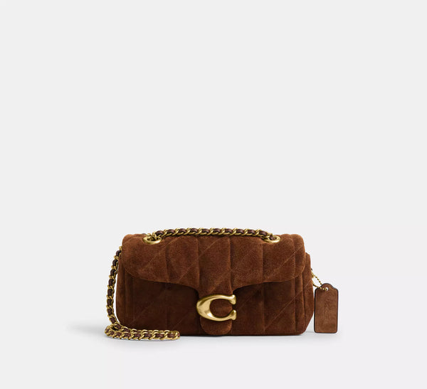 Tabby Shoulder Bag 20 With Quilting - Warm Brown/Brass/Suede