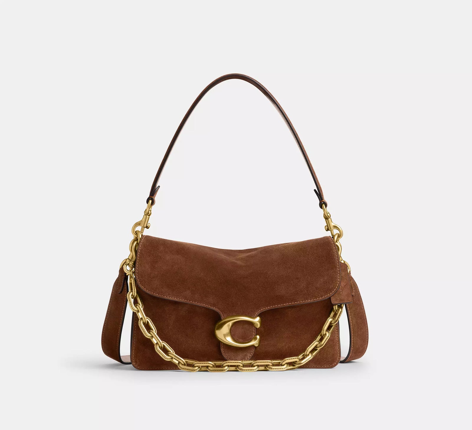 Coach Chain Tabby Shoulder Bag - Warm Brown/Brass/Suede