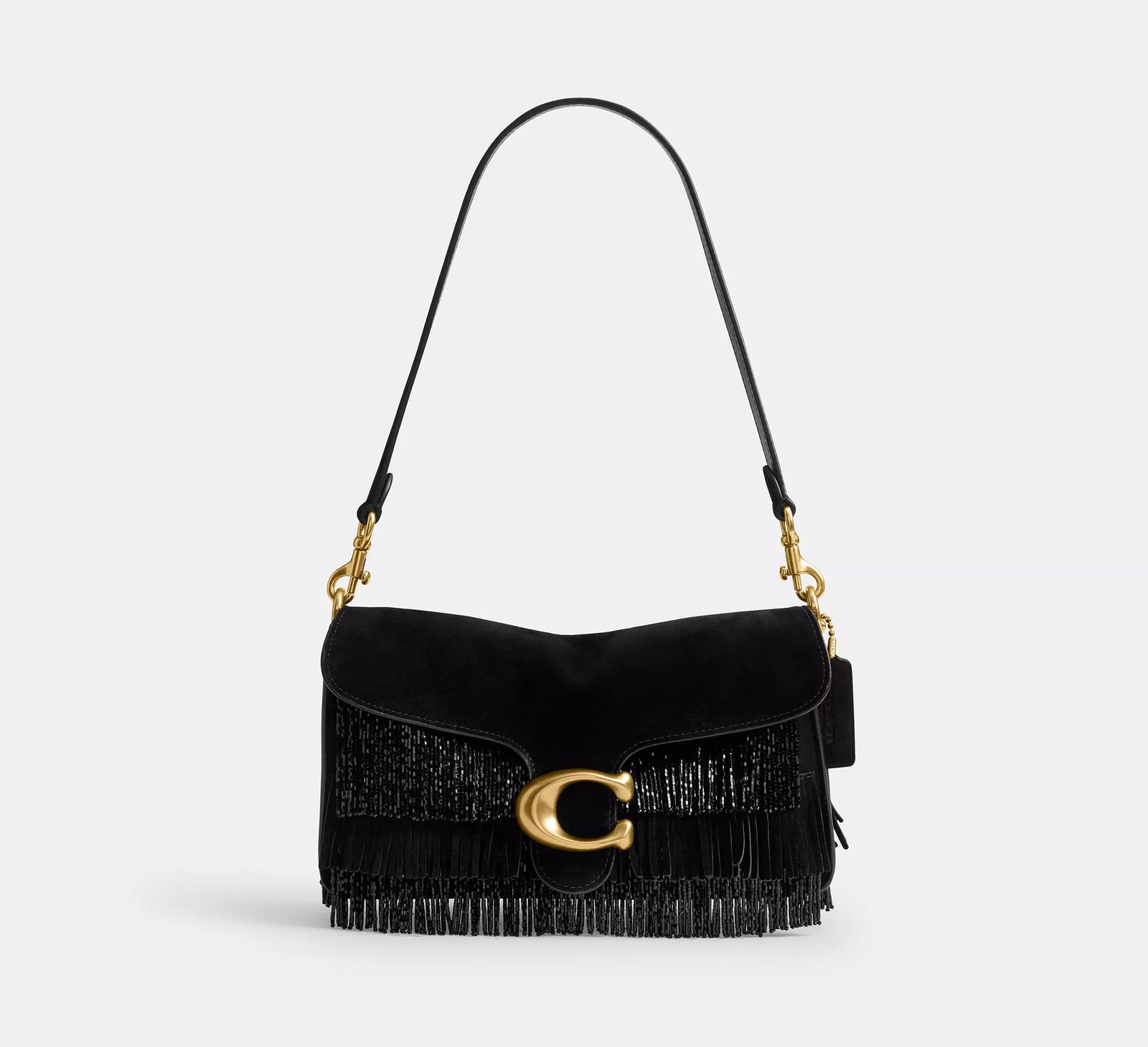 Coach Tabby Shoulder Bag 26 With Crystal Beaded Fringe - Black