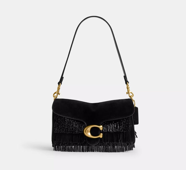 Coach Tabby Shoulder Bag 26 With Crystal Beaded Fringe - Black