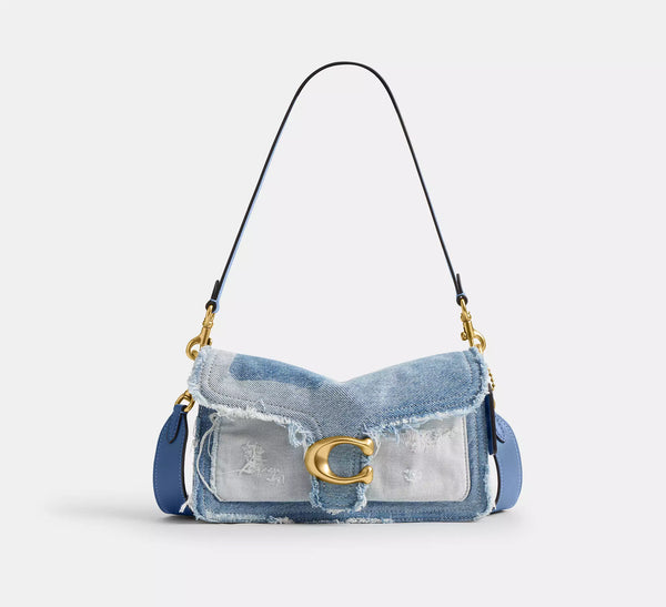 Coach Tabby Shoulder Bag 26 With Repurposed Denim Patchwork - Denim/Brass/Denim