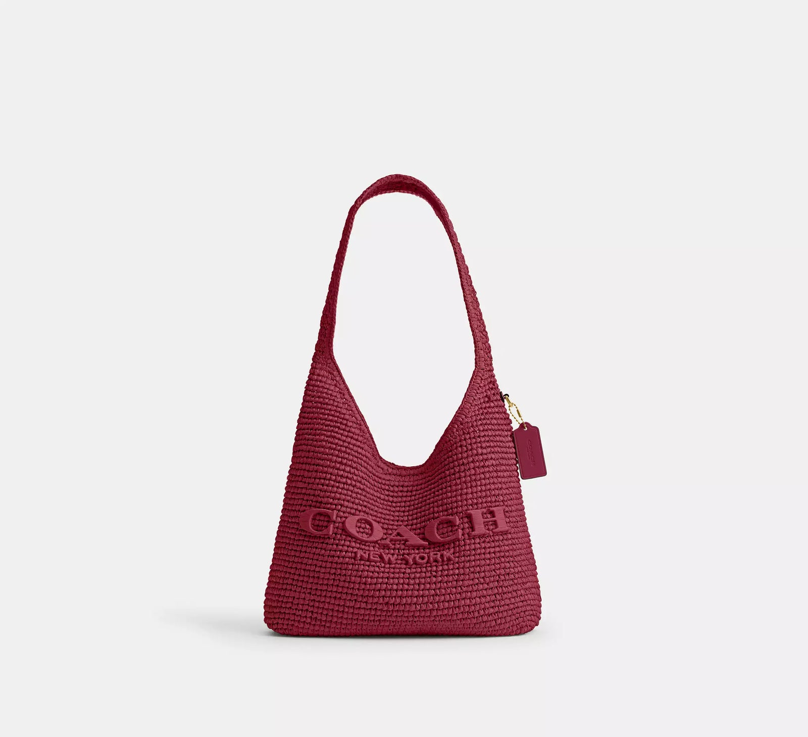 Brooklyn Shoulder Bag 28 - Dark Fuchsia/Brass/Straw