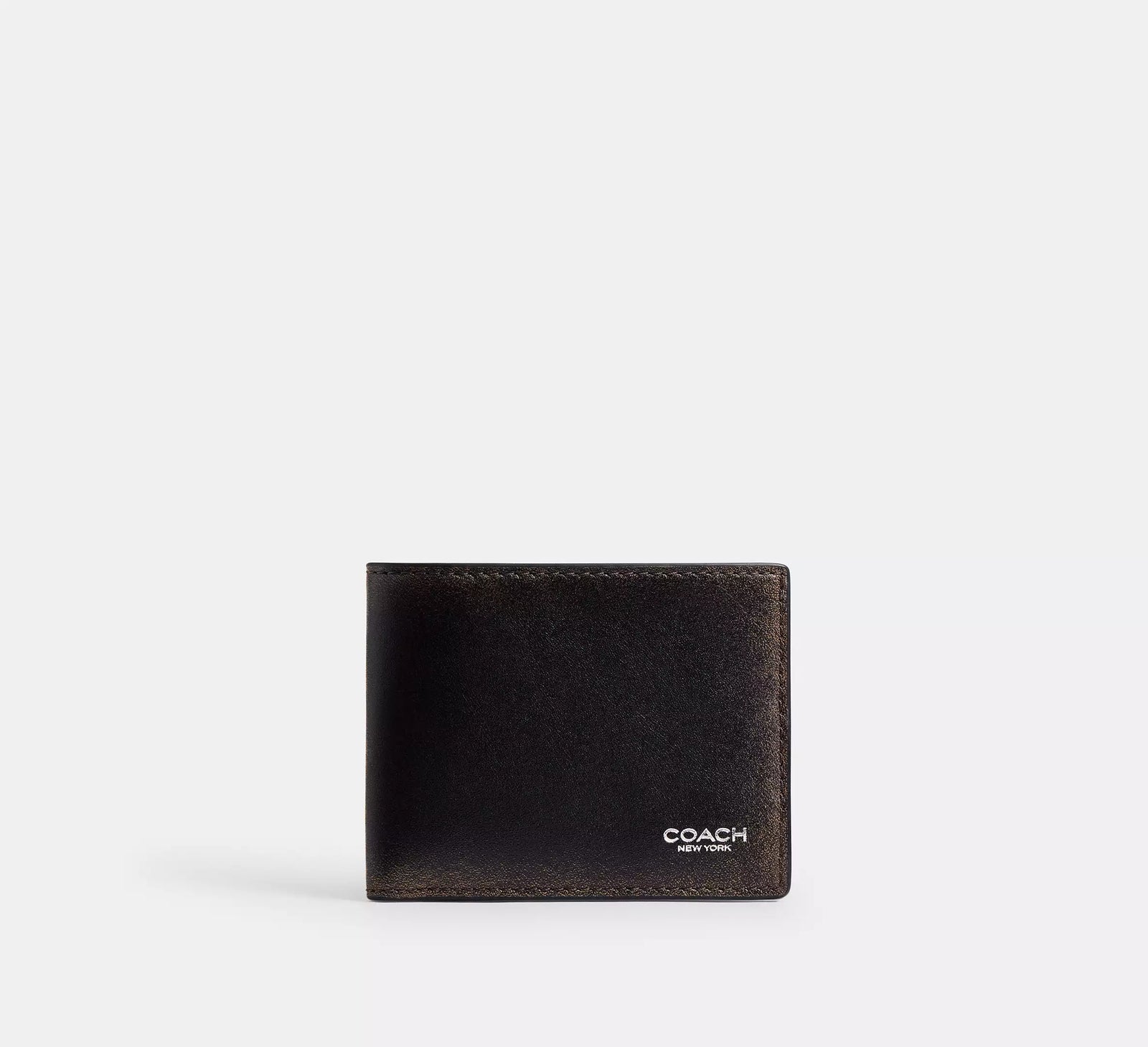 Coach Slim Billfold Wallet In Loved Leather - Black/Light Tan
