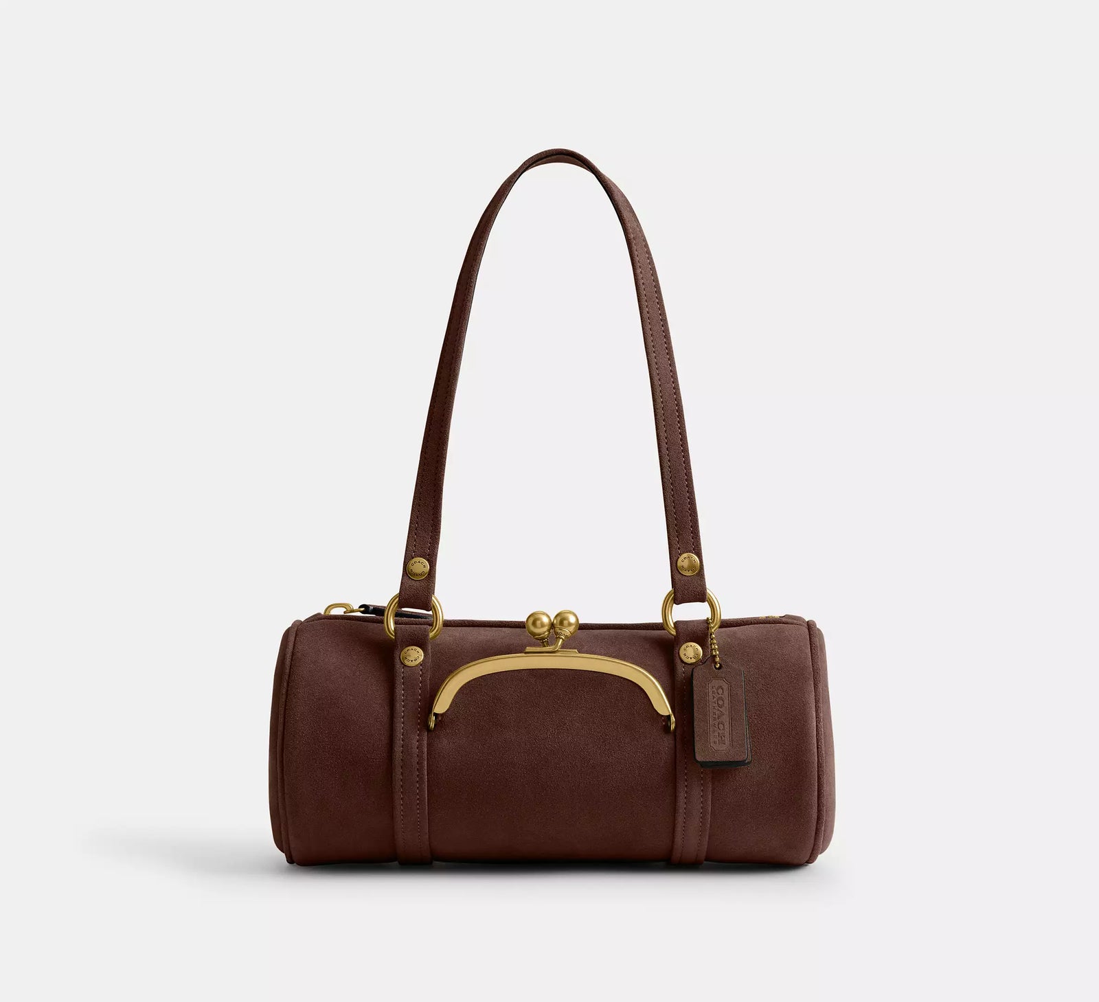 Kisslock Barrel Bag 28 - Dark Chocolate/Brass