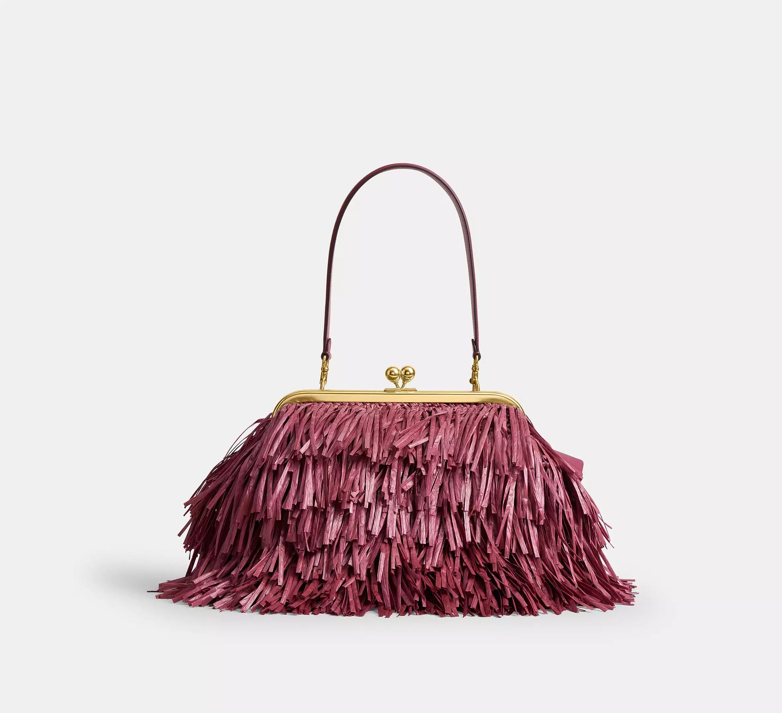 Kisslock Frame Bag 27 - Dark Fuchsia/Brass/Straw