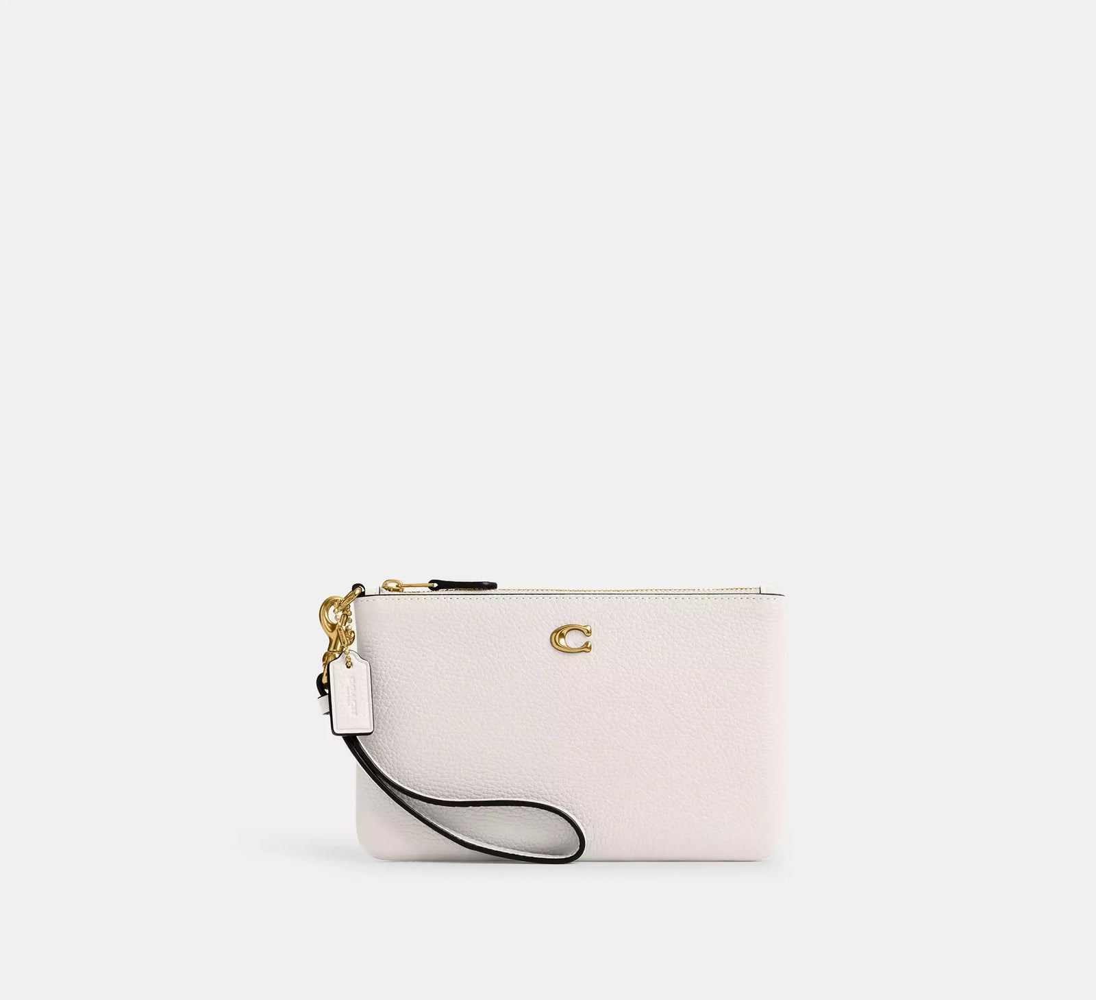 Coach Essential Small Wristlet - Chalk/Brass/Polished Pebble Leather