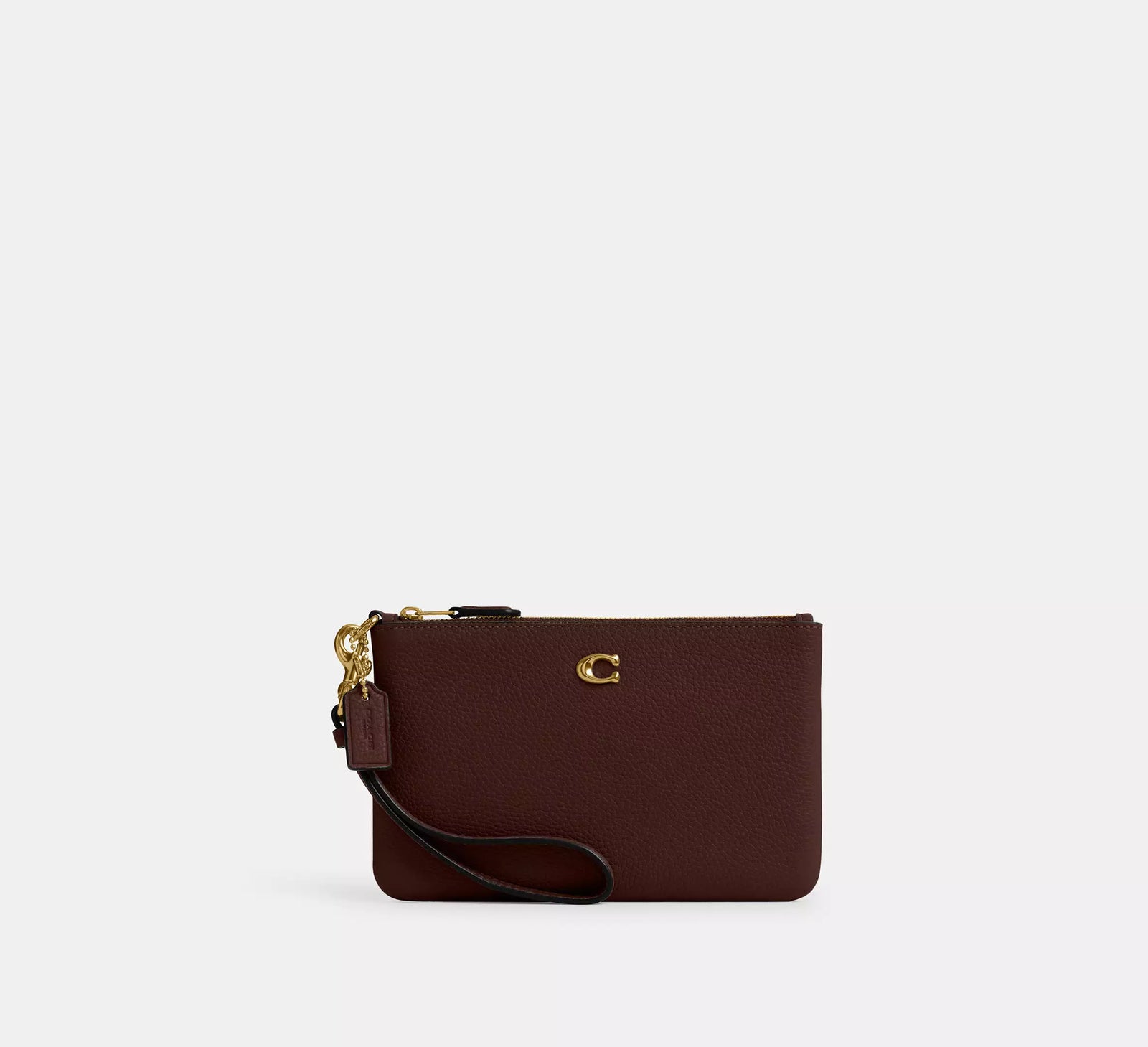 Coach Essential Small Wristlet - Maple/Brass/Polished Pebble Leather