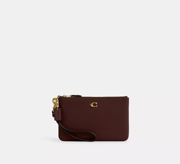 Coach Essential Small Wristlet - Maple/Brass/Polished Pebble Leather