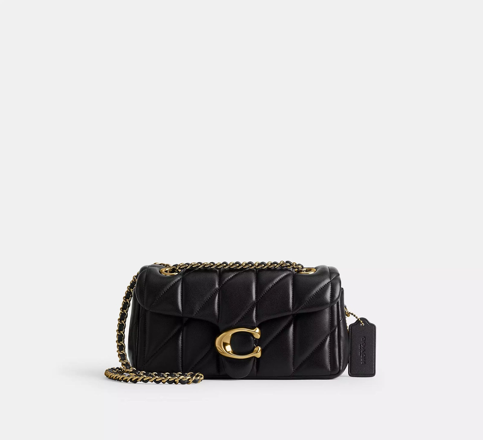 Tabby Shoulder Bag 20 With Pillow Quilting - Black/Brass/Smooth Leather