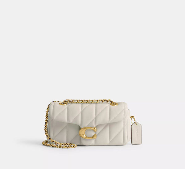 Tabby Shoulder Bag 20 With Pillow Quilting - Chalk/Brass/Smooth Leather