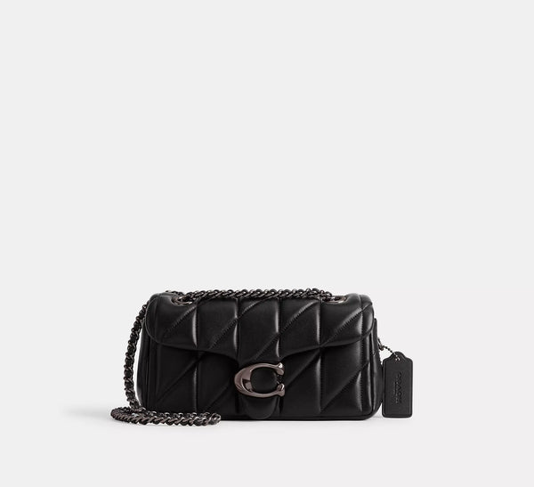 Tabby Shoulder Bag 20 With Pillow Quilting - Black/Pewter/Smooth Leather