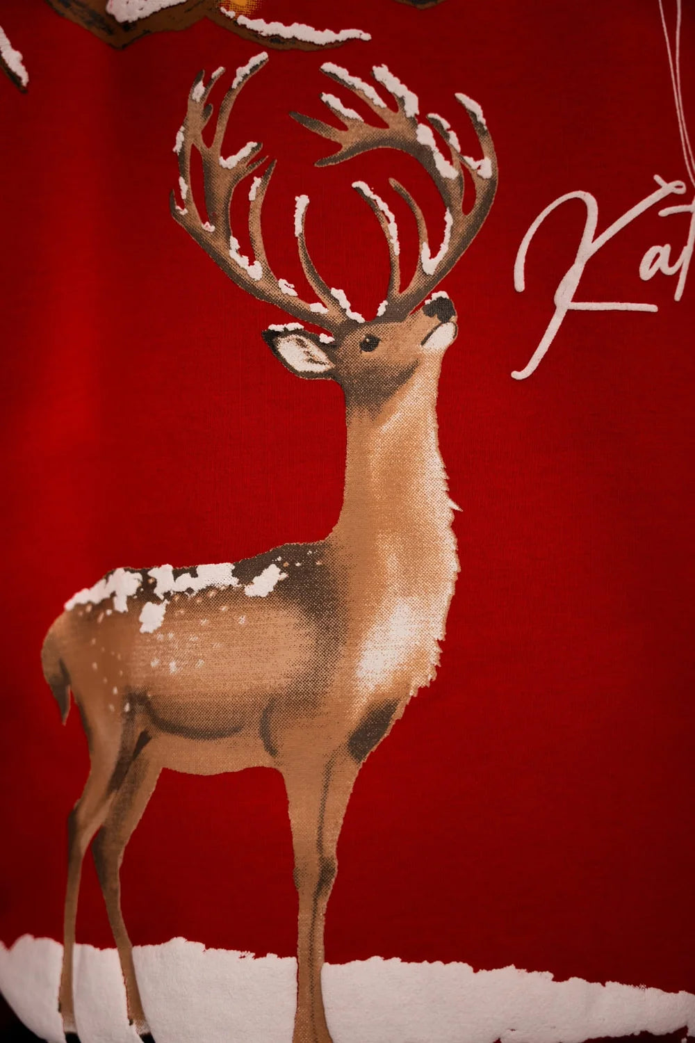 Kathnbenz Oversized Red Crimson Sweatshirt -  Deer