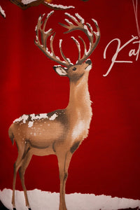 Kathnbenz Oversized Red Crimson Sweatshirt -  Deer