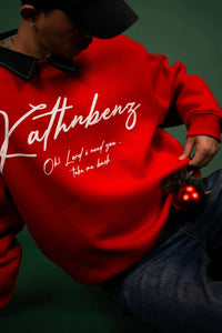 Kathnbenz Oversized Red Crimson Sweatshirt -  Deer