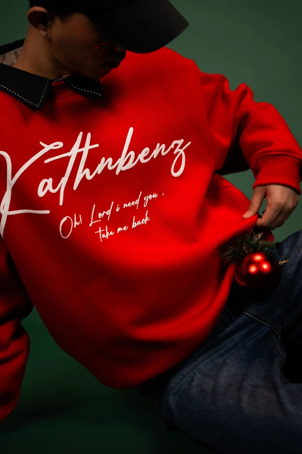 Kathnbenz Oversized Red Crimson Sweatshirt -  Deer