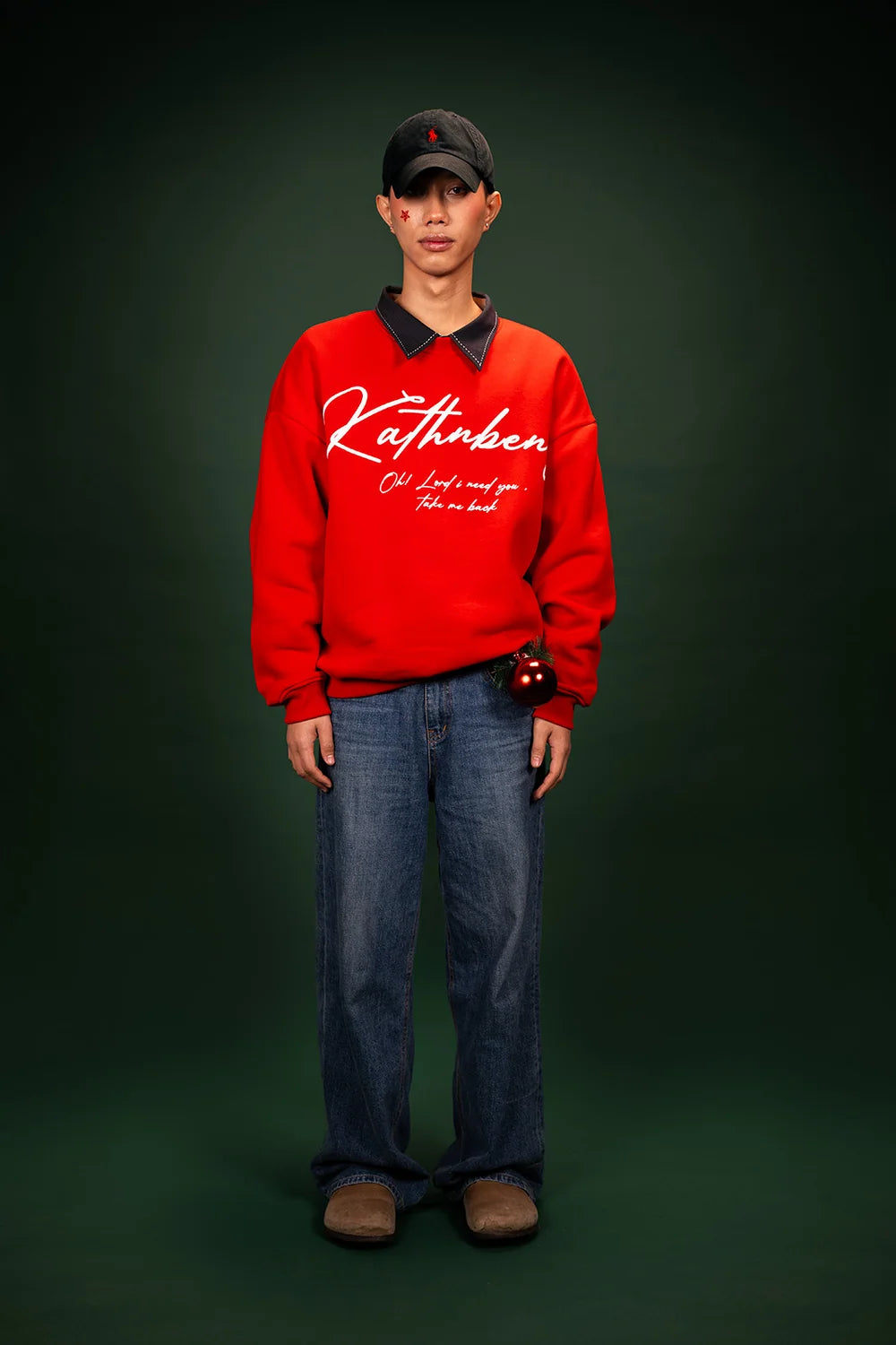 Kathnbenz Oversized Red Crimson Sweatshirt -  Deer