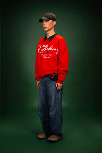 Kathnbenz Oversized Red Crimson Sweatshirt -  Deer