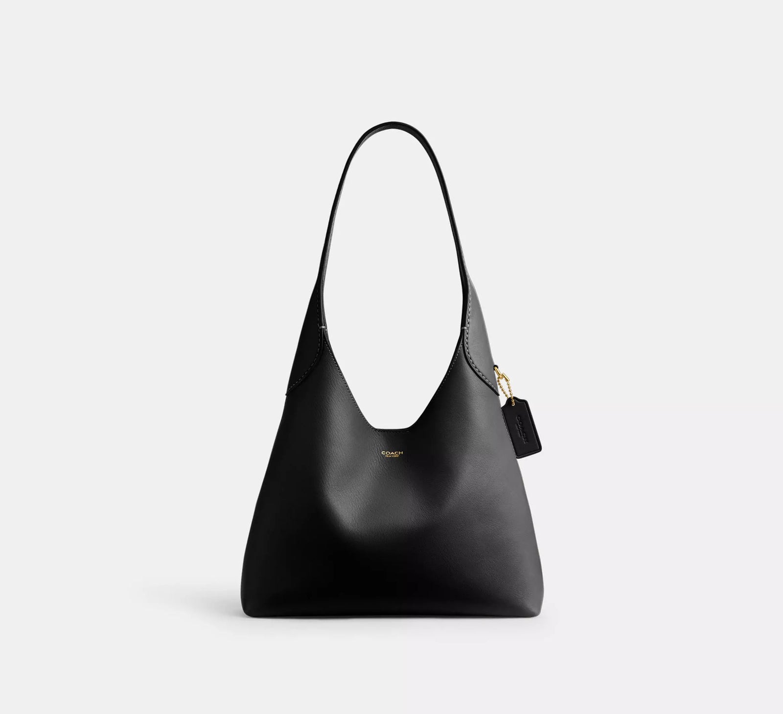 Brooklyn Shoulder Bag 28 - Black/Brass/Natural Grain Leather