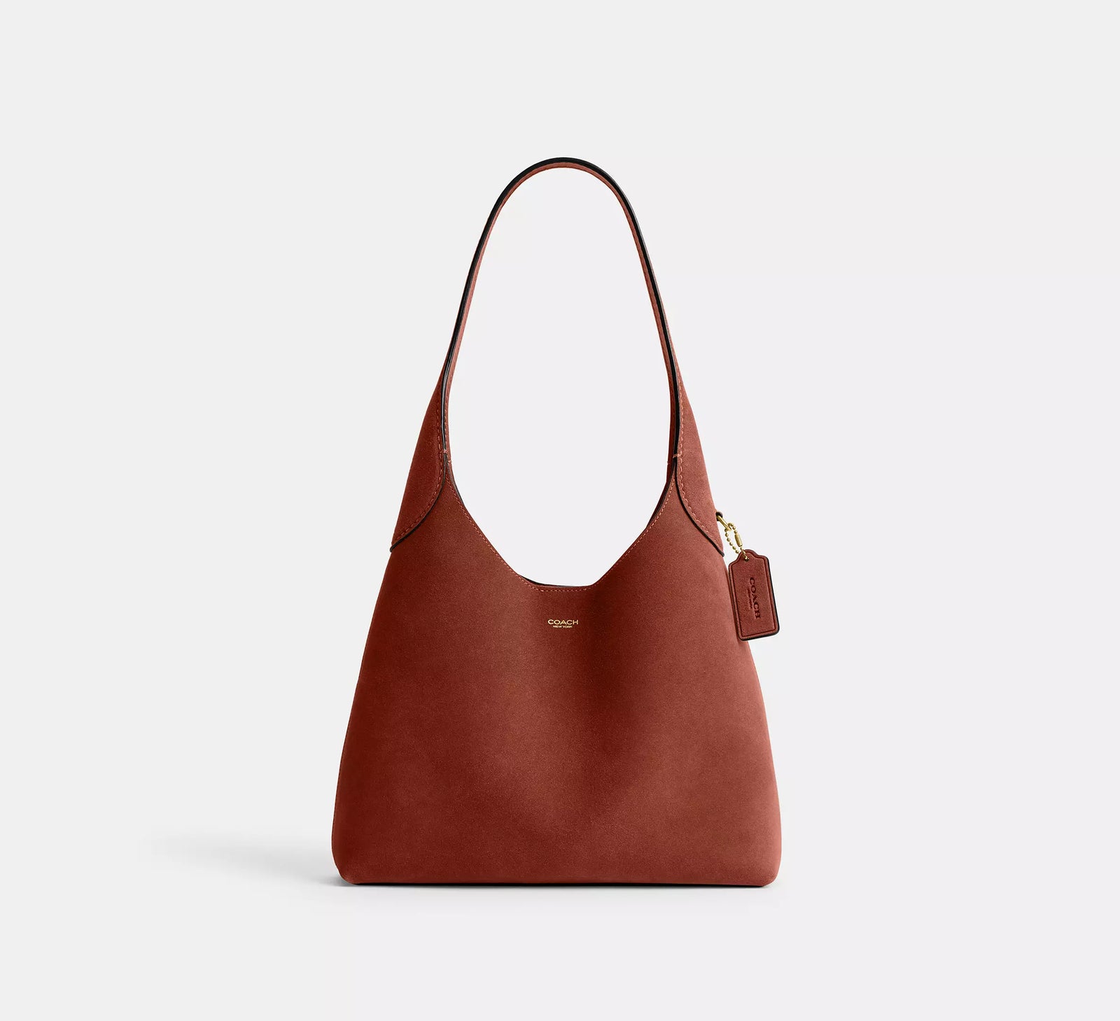 Brooklyn Shoulder Bag 28 - Clay/Brass/Suede