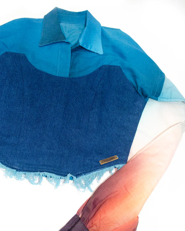 Rising Among Bambai Corset Shirt - Blue