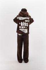 Oversized Brown Hoodie - Verbal Kiss