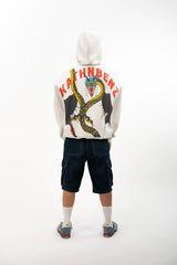 Oversized White Hoodie - Blinding Fang