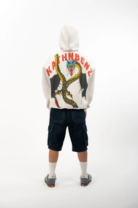 Kathnbenz Oversized White Hoodie -  Blinding Fang